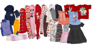 24 Pc Girls LOT Size 4-5 5-6 5T XS Clothing Dresses Tops Pjs Minnie Bluey Disney